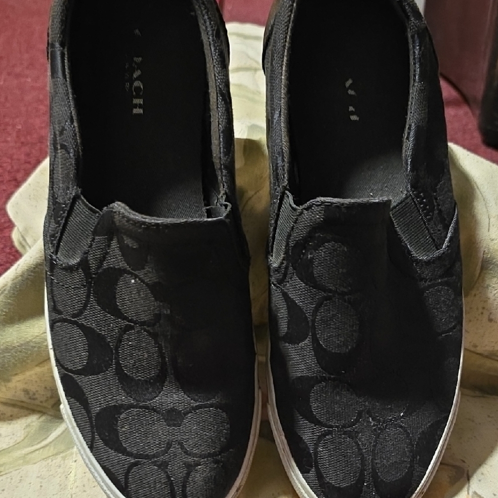 Coach Black and White Slip-On Sneakers